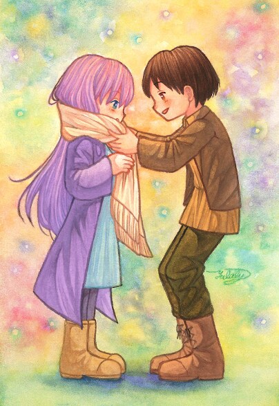 水彩色鉛筆ではがきサイズイラストを描きます 絵本のような、温かくて優しい絵柄が得意です！ イメージ2