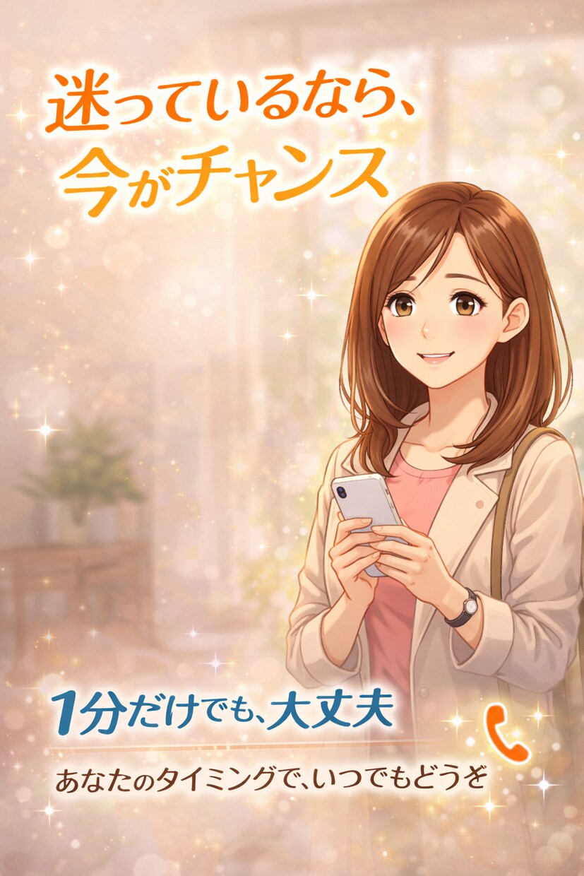 1分だけでも大丈夫！短いお電話歓迎します 相談するか迷ったら、それはあなたが一歩踏み出した証拠です イメージ3