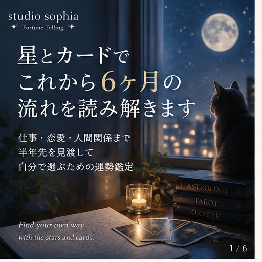 星とカードでこれから6ヶ月の流れをじっくり読みます 仕事・恋愛・人間関係。半年先を見渡して自分で選ぶための羅針盤 イメージ1