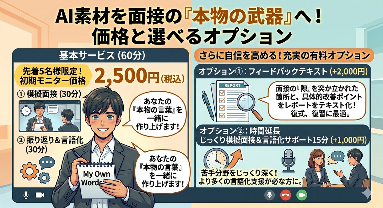 職務経歴書の面接ボロを徹底克服！言語化支援等します AIの完璧な書類を自分の言葉に！採用目線の模擬面接＆言語化 イメージ9
