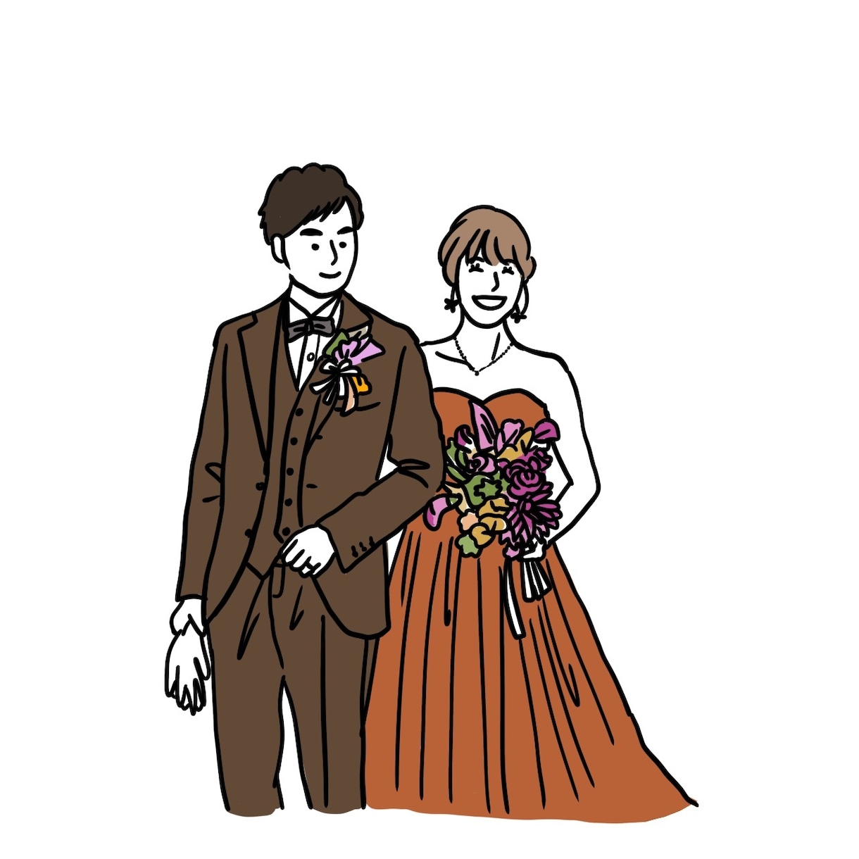 結婚式のアイテムに使えるイラストを描きます 写真を元にイラストを作成して画像でお届けします◎ イメージ7