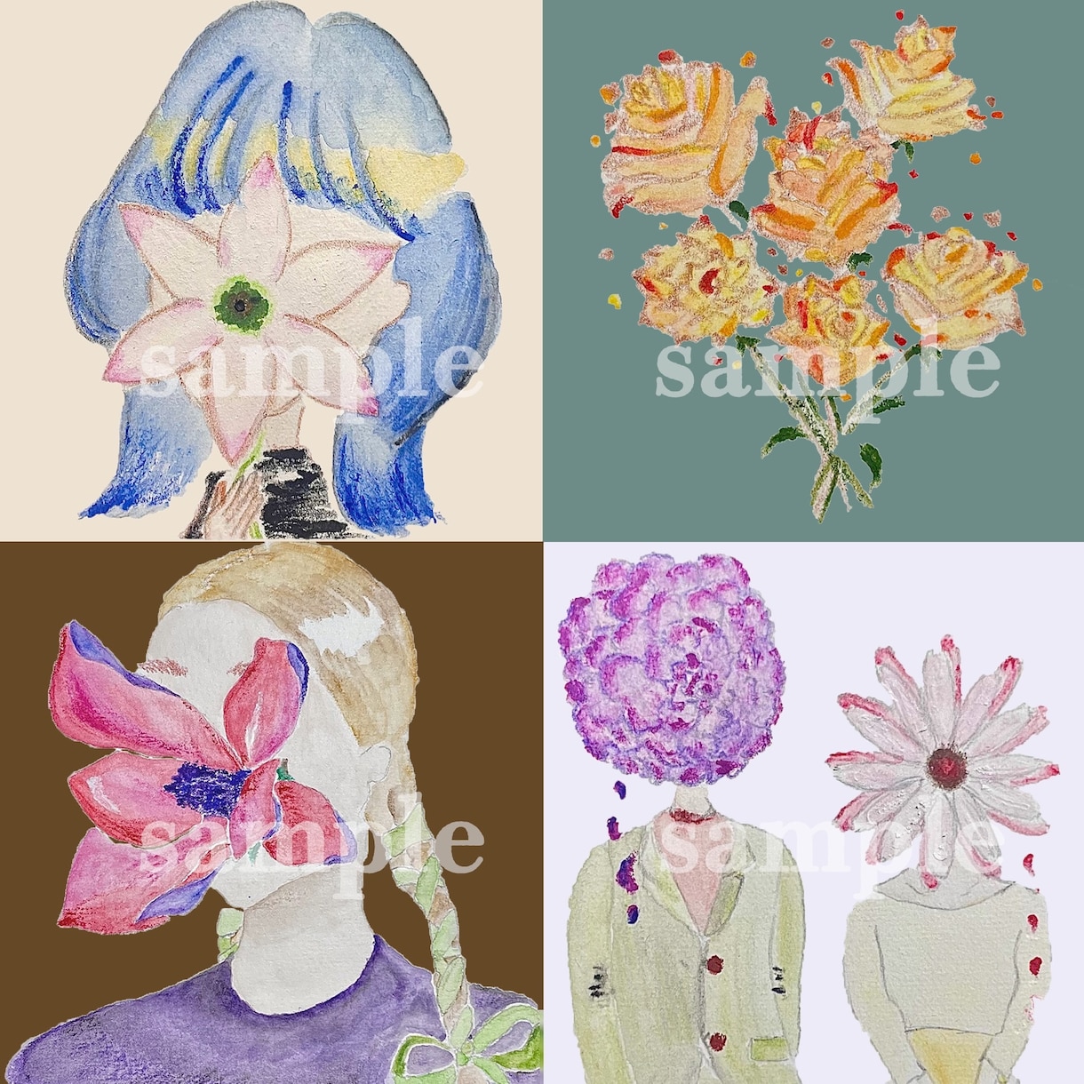 花と私アイコン？「今までにない」アイコン描きます 手描きでオシャレに好印象！絶対に覚えてもらえるSNSアイコン イメージ2