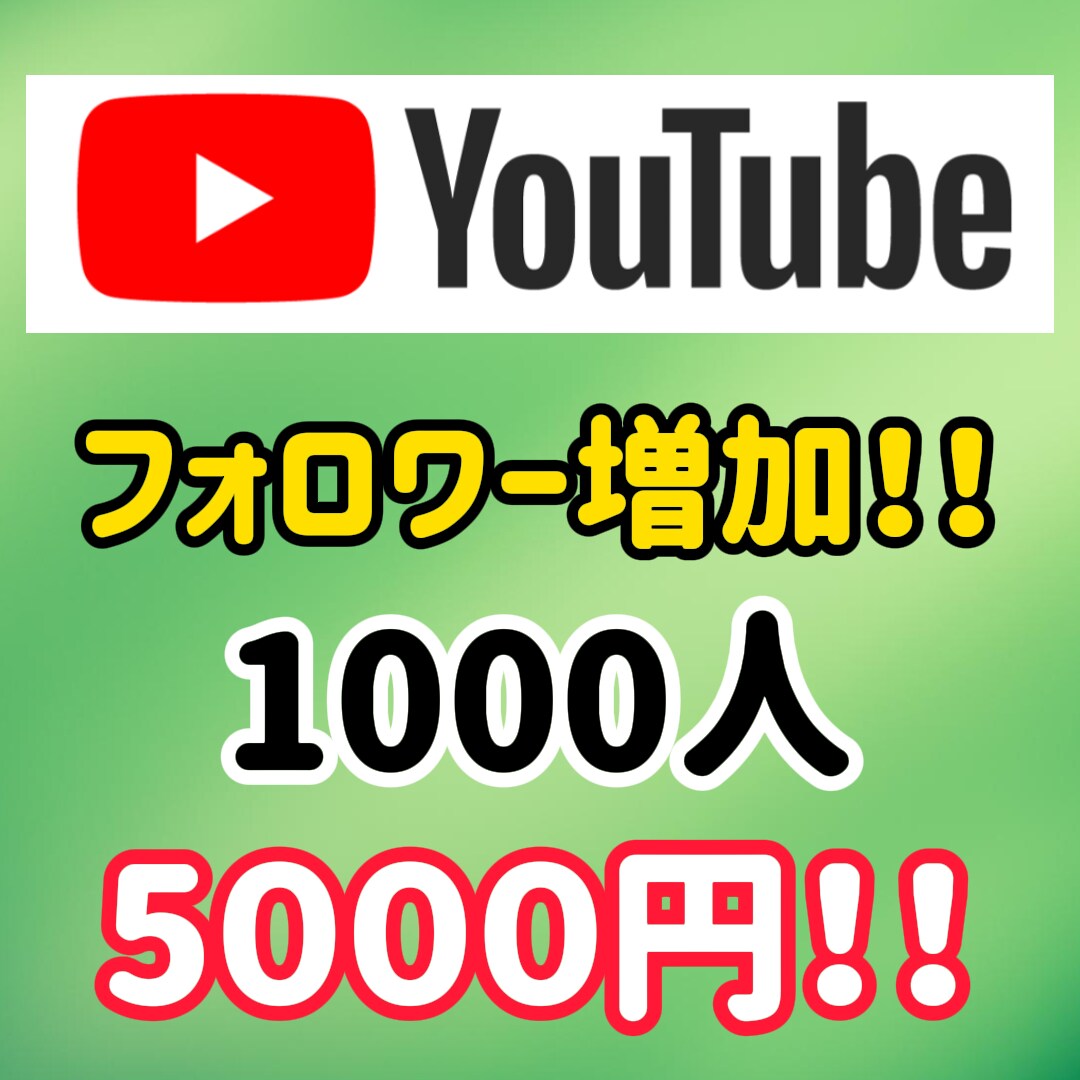 Youtubeのフォロワー1000人増やします Youtubeチャンネルを宣伝することで、フォロワーを増加！ イメージ1