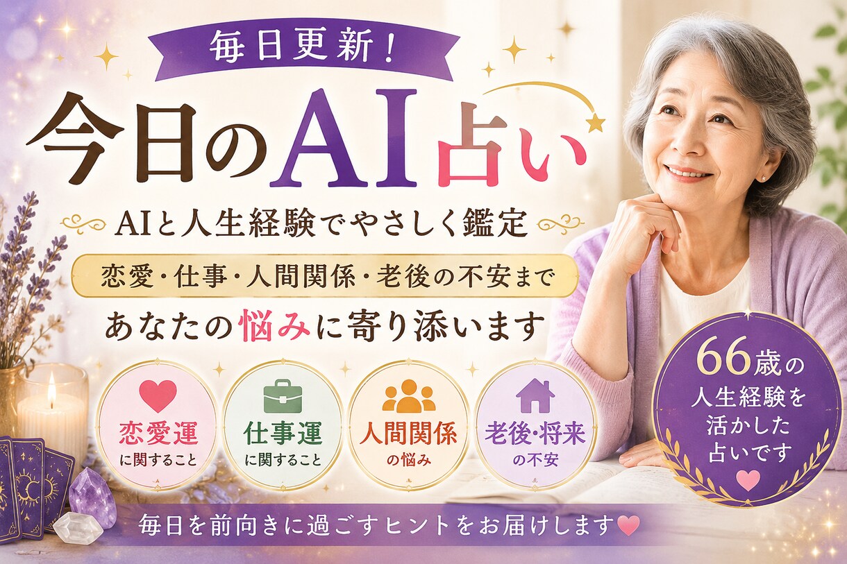 シニア向け人生相談＋AI占い』ます 60代相談員がAIを活用してあなたのお悩みを丁寧に鑑定します イメージ1