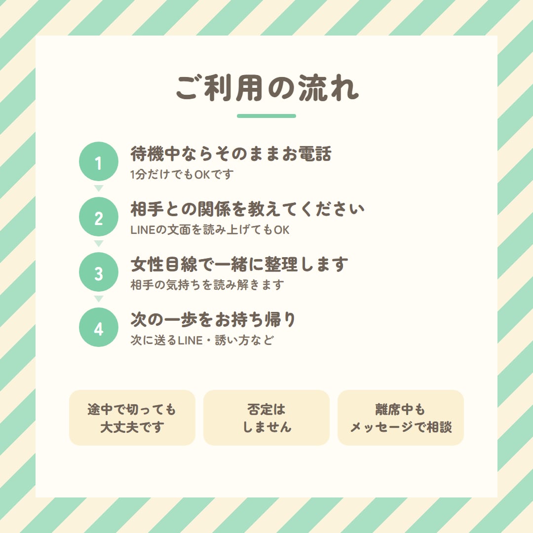 彼女の気持ちがわからない☎女性目線でお聴きします 女心が分からないどう思われてるか気になる方へ イメージ5
