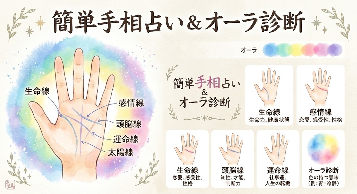 オーラ&手相鑑定します ​【画像でお届け】手相とオーラで占うあなたの魅力と運命☆ イメージ1