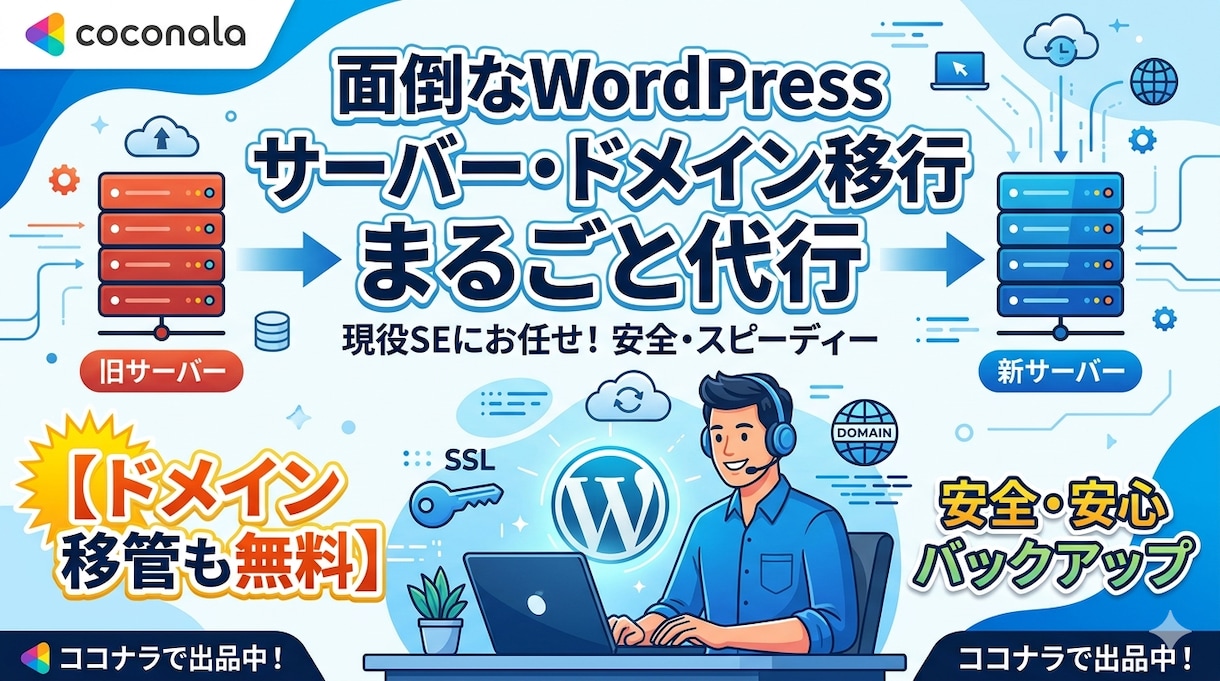 WordPressのサーバー移行します サーバー移行・ドメイン移管を丸ごと代行します！ イメージ1