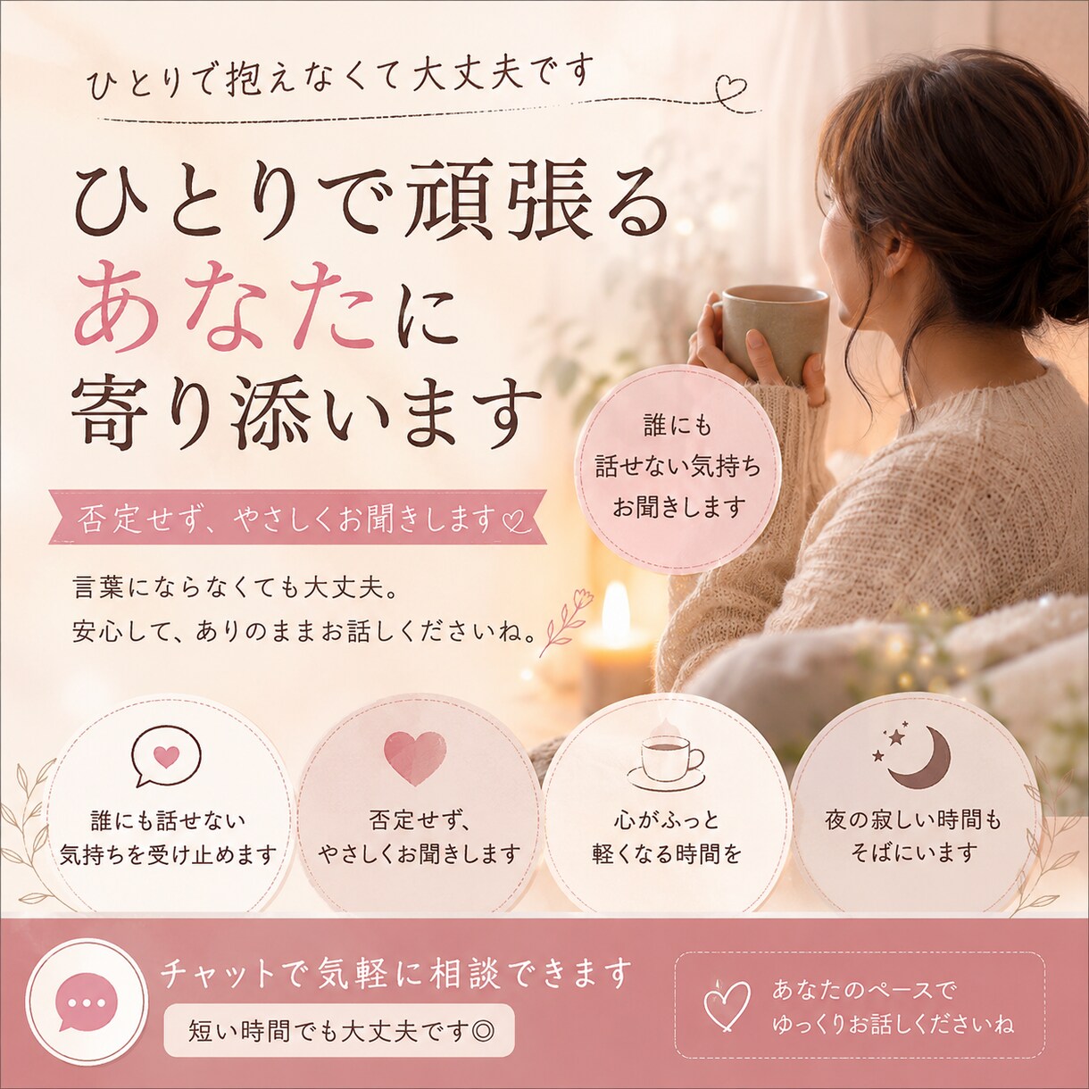 スキマ時間に30分やり取りできます チャットでお気軽に、24時間いつでも話してね！ イメージ2