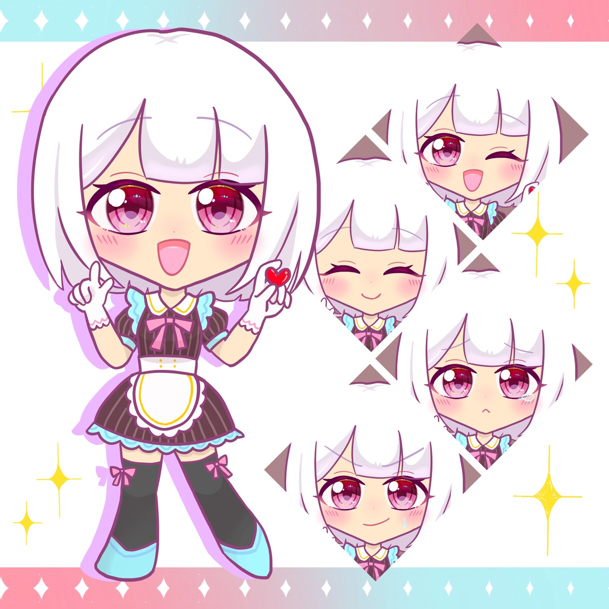 ミニキャラ（SD、デフォルメ）イラスト制作します 丁寧な対応！SNS映えキラキラ瞳！IRIAM/Vtuber イメージ3