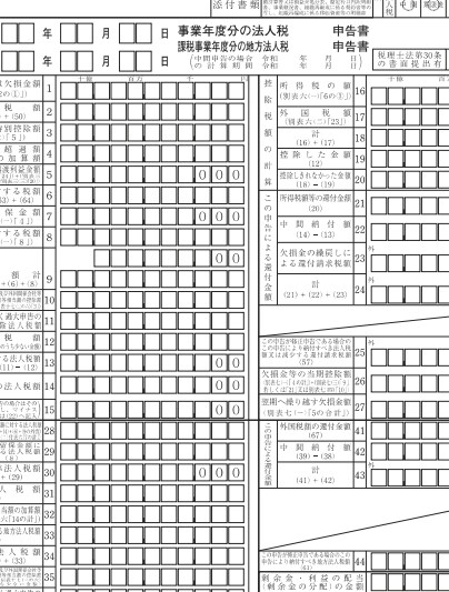 法人税申告書別表１の英訳版販売致します 法人税別表１の英訳版（R7.4.1以降終了事業年度対応） イメージ1