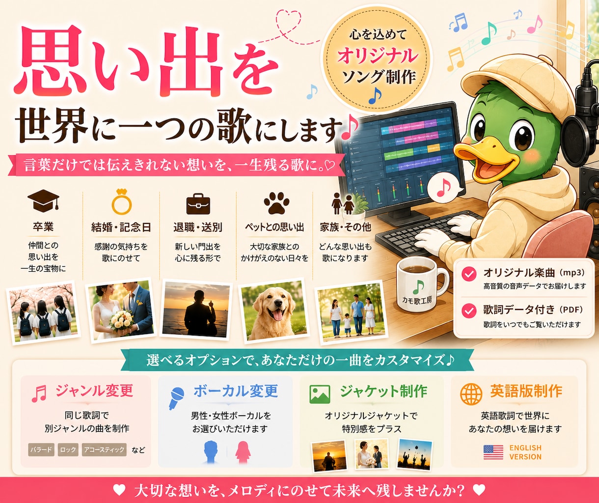 あなたの思い出を、世界に一つだけの歌にします あなたのプレイリストに、思い出を。 イメージ1