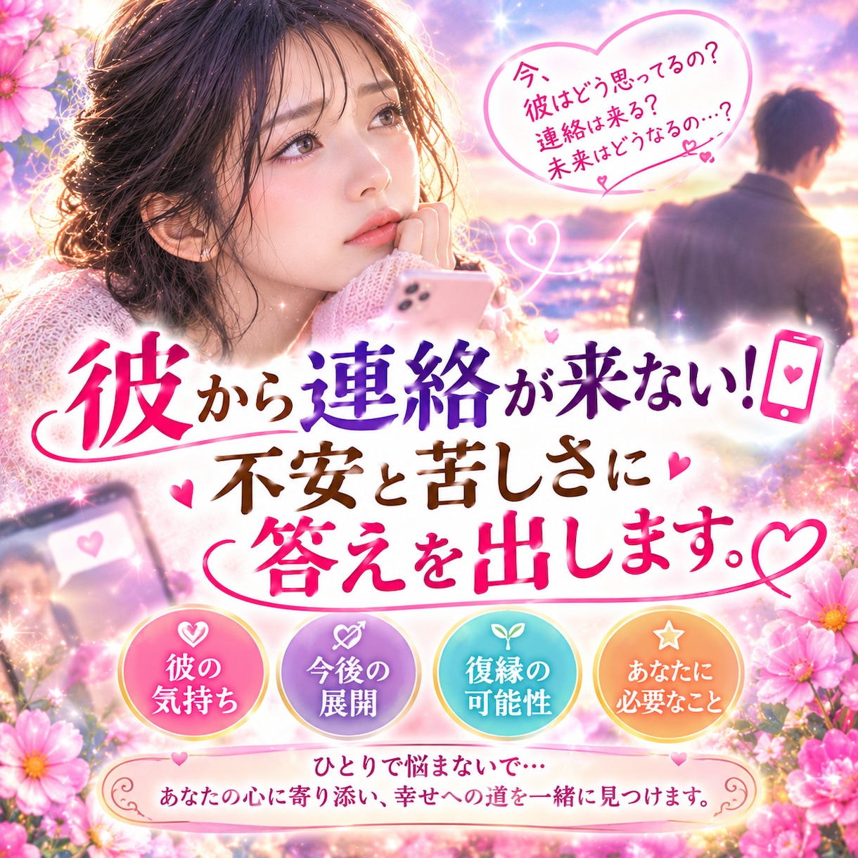彼から連絡が来ない！不安と苦しさに答えを出します 不安と苦しい気持ち、あなたの気持ちを受け止めます イメージ1