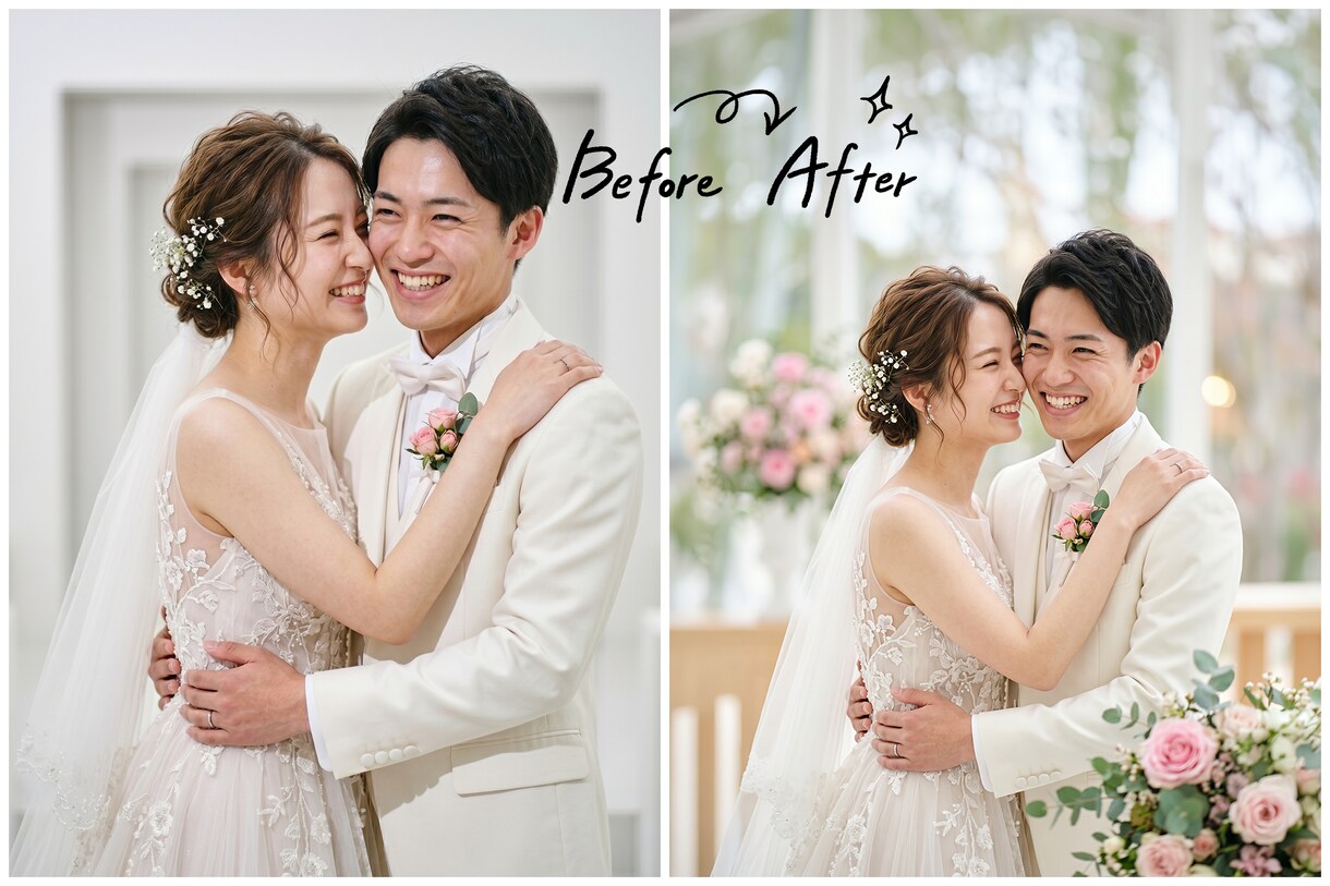 婚礼・前撮り【美的に♡リメイク】記念写真承ります ｜◆著名タレント多数撮影の実績◆レタッチ背景合成リメイク♪ イメージ9