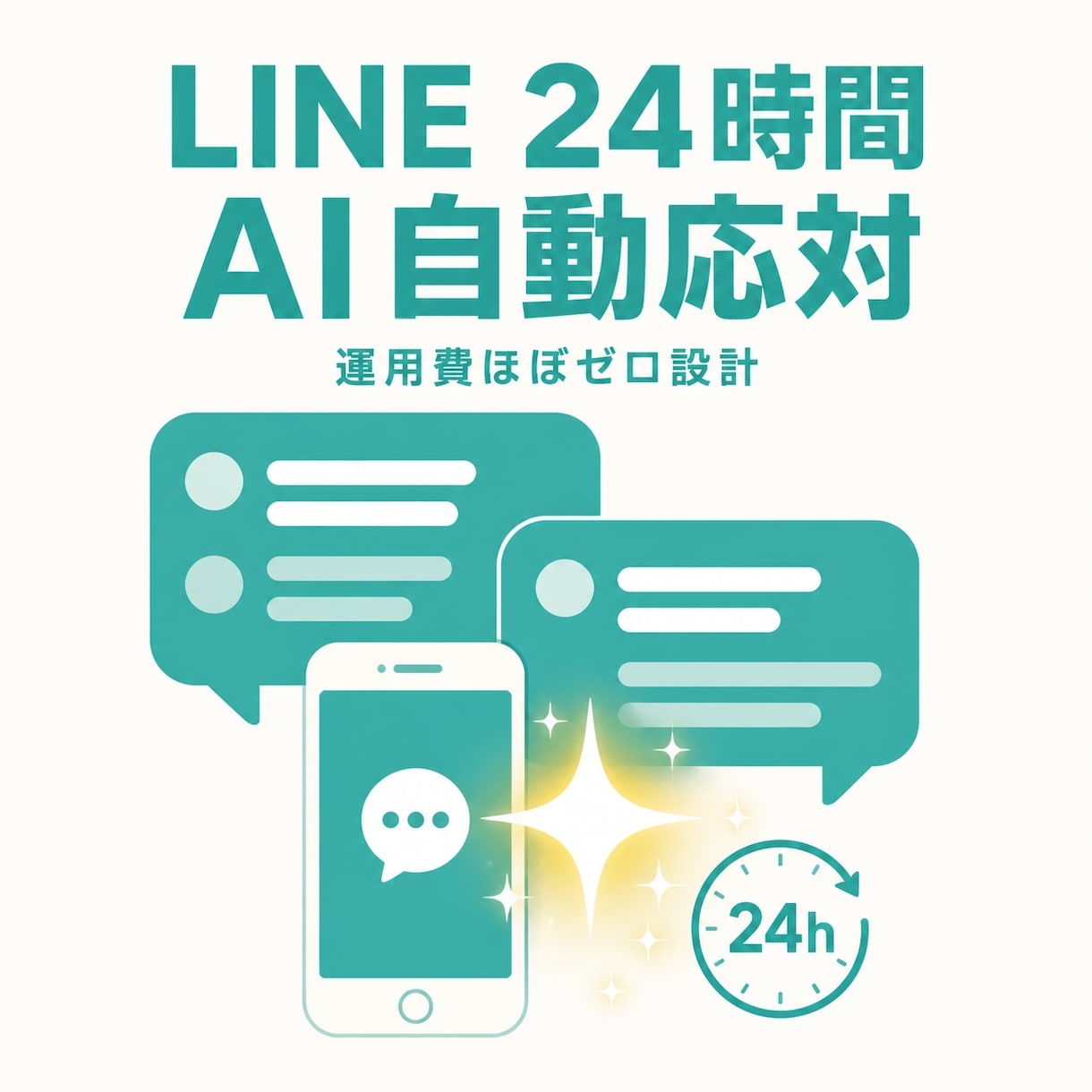 LINEで24時間自動応対するAIを作ります 24時間自動応対。運用費ほぼゼロ設計 イメージ1