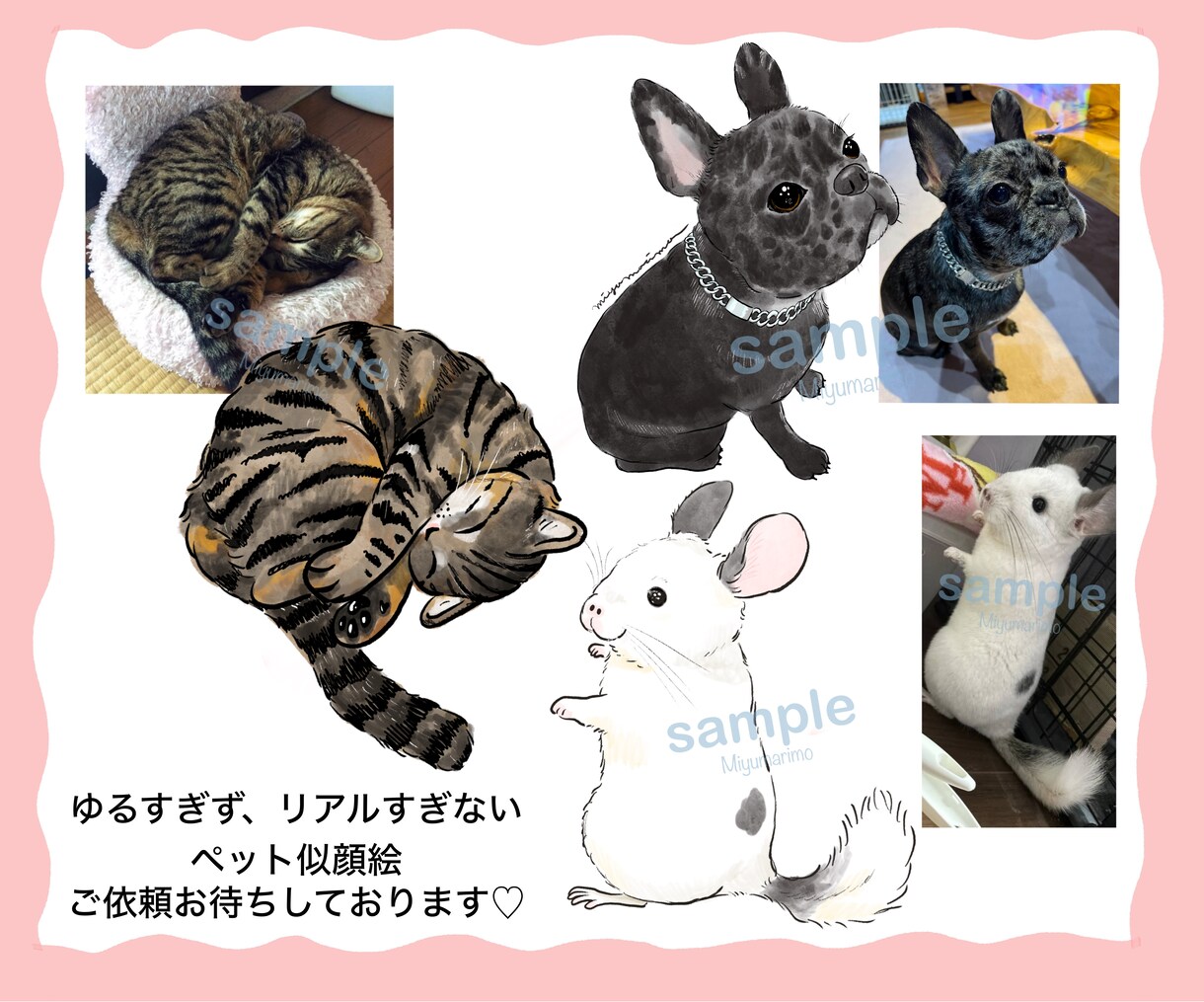 ゆるり×リアル！かわいいペットの似顔絵お描きします ★最初の5名様まで基本料金3,000円で受け付けます★ イメージ9
