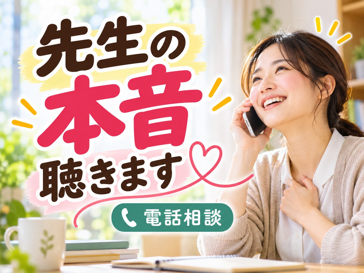 辞めたい先生の悩みを元校長がお聴きします もう限界…その心の叫びや本音、どうぞ私に話してください。 イメージ4