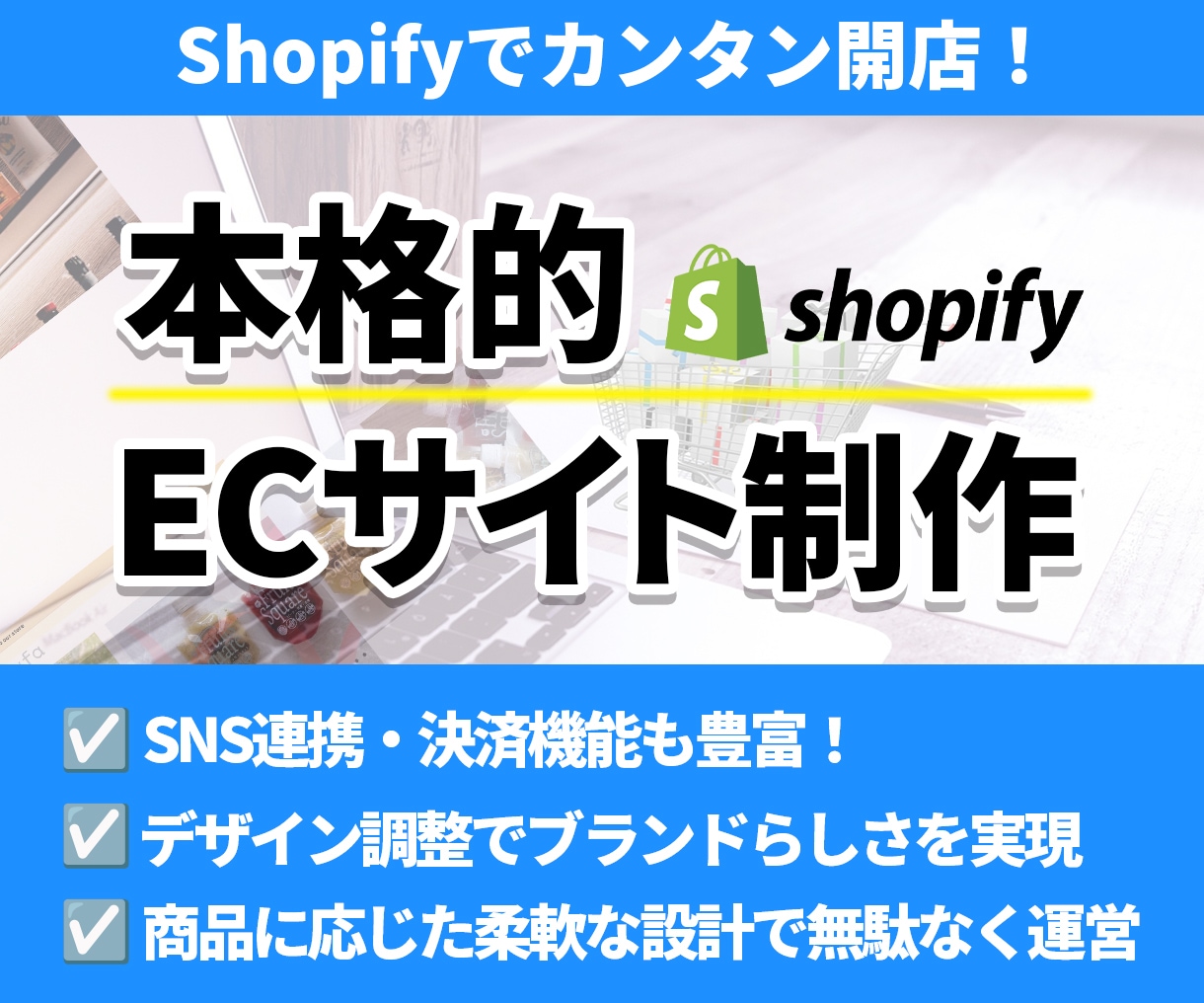 初めてでも安心！ShopifyでEC構築します 王道から追加機能まで売上につながるECサイトをご提案 イメージ1