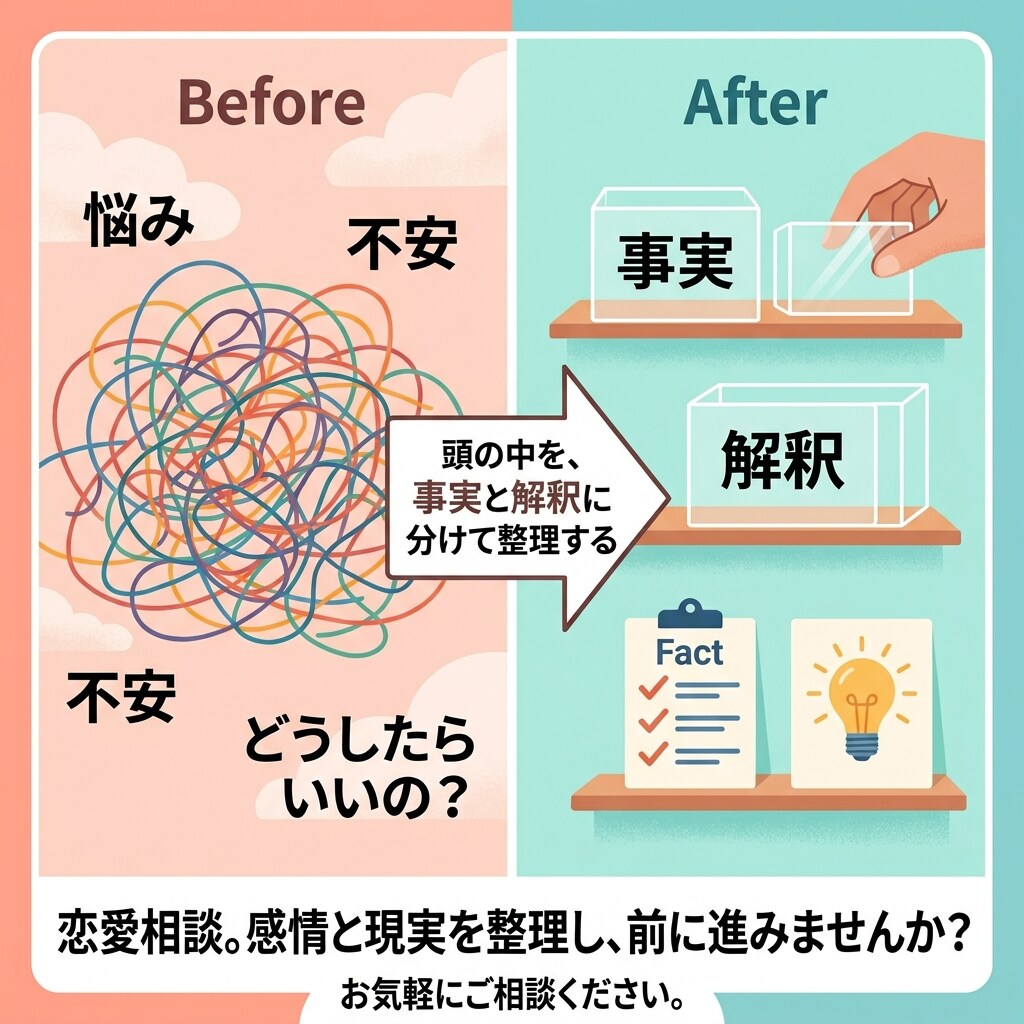 24時間チャットし放題　不安な気持ちを整理します 事実と解釈を分けて、感情に振り回されない恋愛へ イメージ2