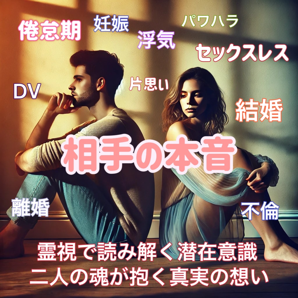 霊視で解き明かす二人の潜在意識と本音をみます 「霊視で読み解く潜在意識 - 二人の魂が抱く真実の想い」 イメージ1