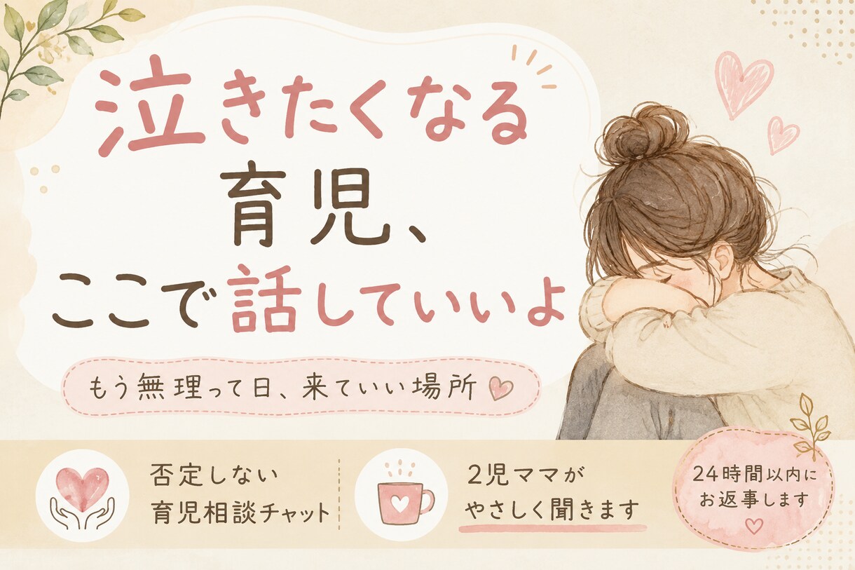 泣きたくなる育児ここで話していいよ聞きます いいママじゃなくていい 2日間あなたの気持ちに寄り添います イメージ1