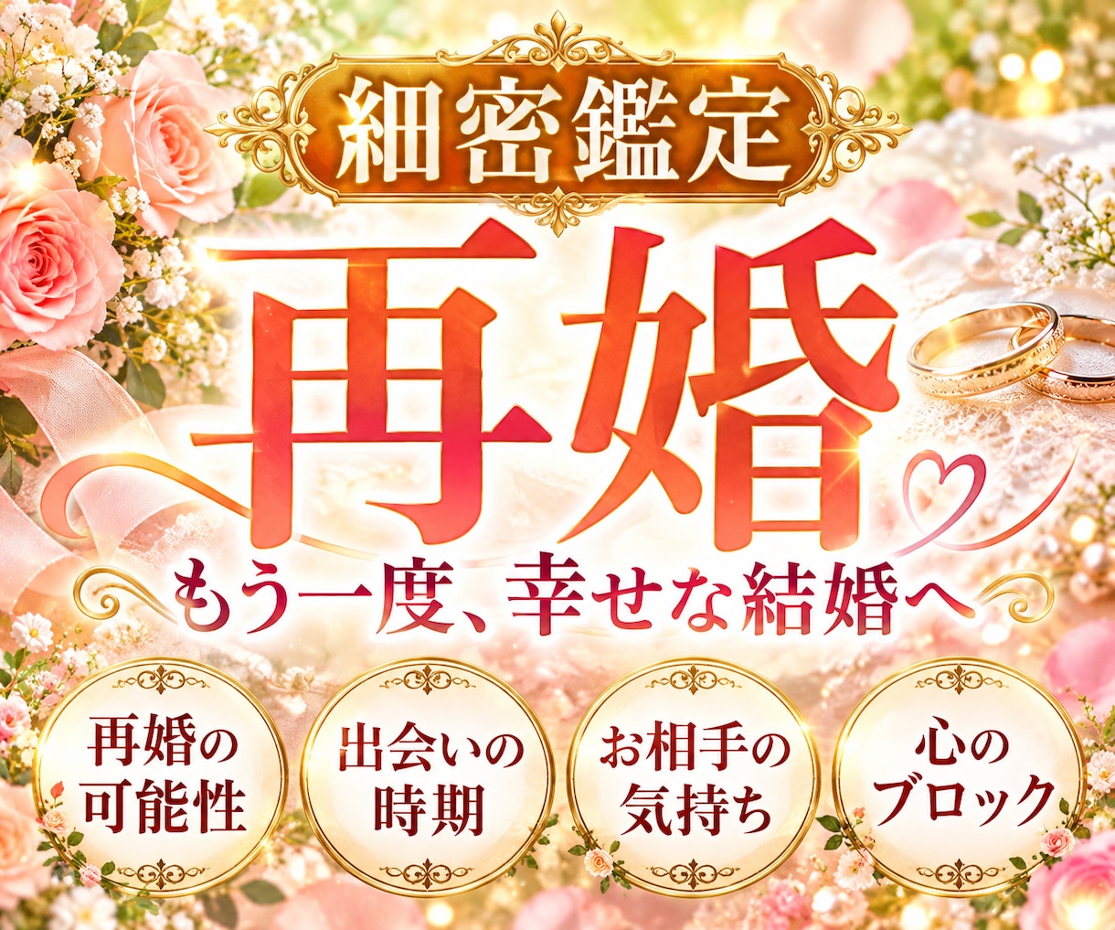 再婚できる？幸せな再婚の可能性を霊感で占います 再婚のご縁・時期・お相手の気持ちを丁寧に読み解きます イメージ1