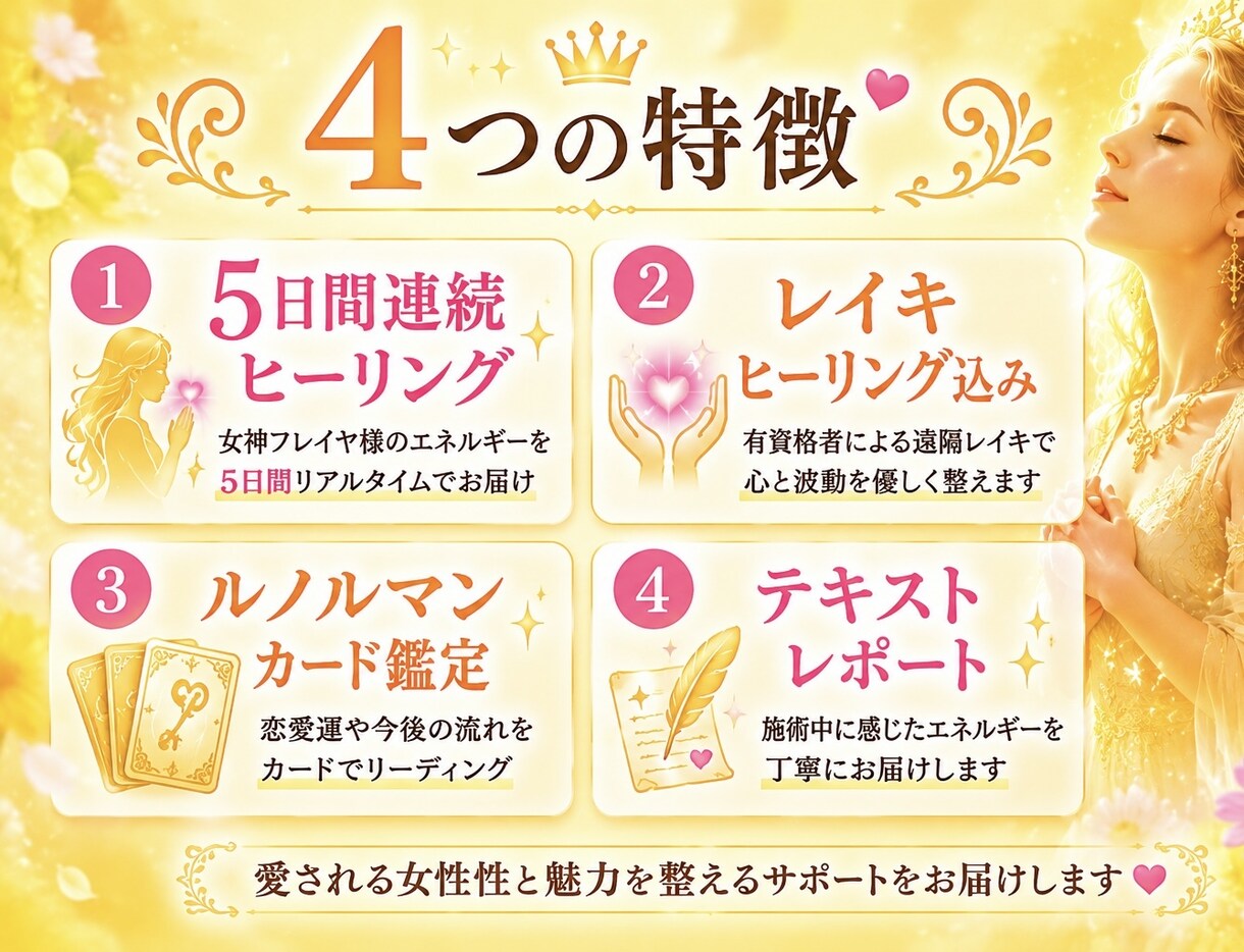 5日間集中！フェロモン開花とレイキで魅力開花します 魅力アップ、愛されモテ体質、女性性開花をサポートします イメージ2