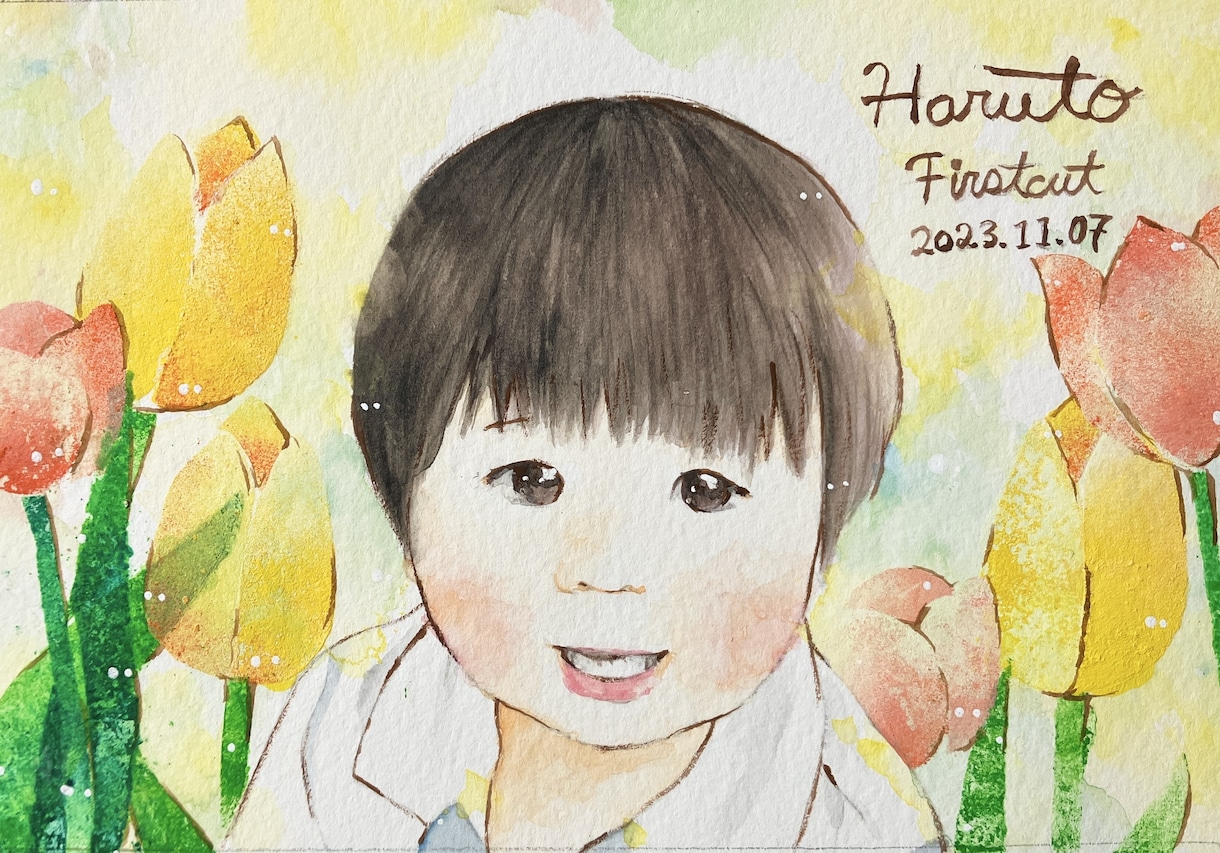 ふんわり優しい水彩画似顔絵制作します 写真そっくり！でも写真よりちょっぴり素敵で優しい似顔絵です イメージ3