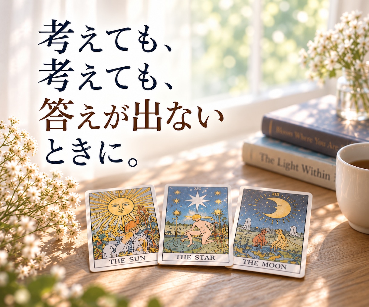 恋愛・仕事・人間関係｜タロットで気持ちを整理します 同じことを考え続けて苦しい方へ イメージ1