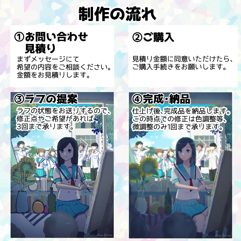 プロフ画像、会話形式ブログにも！アイコン制作します コテキャや動画・配信等にも！透明感と温かみのある絵柄です イメージ2
