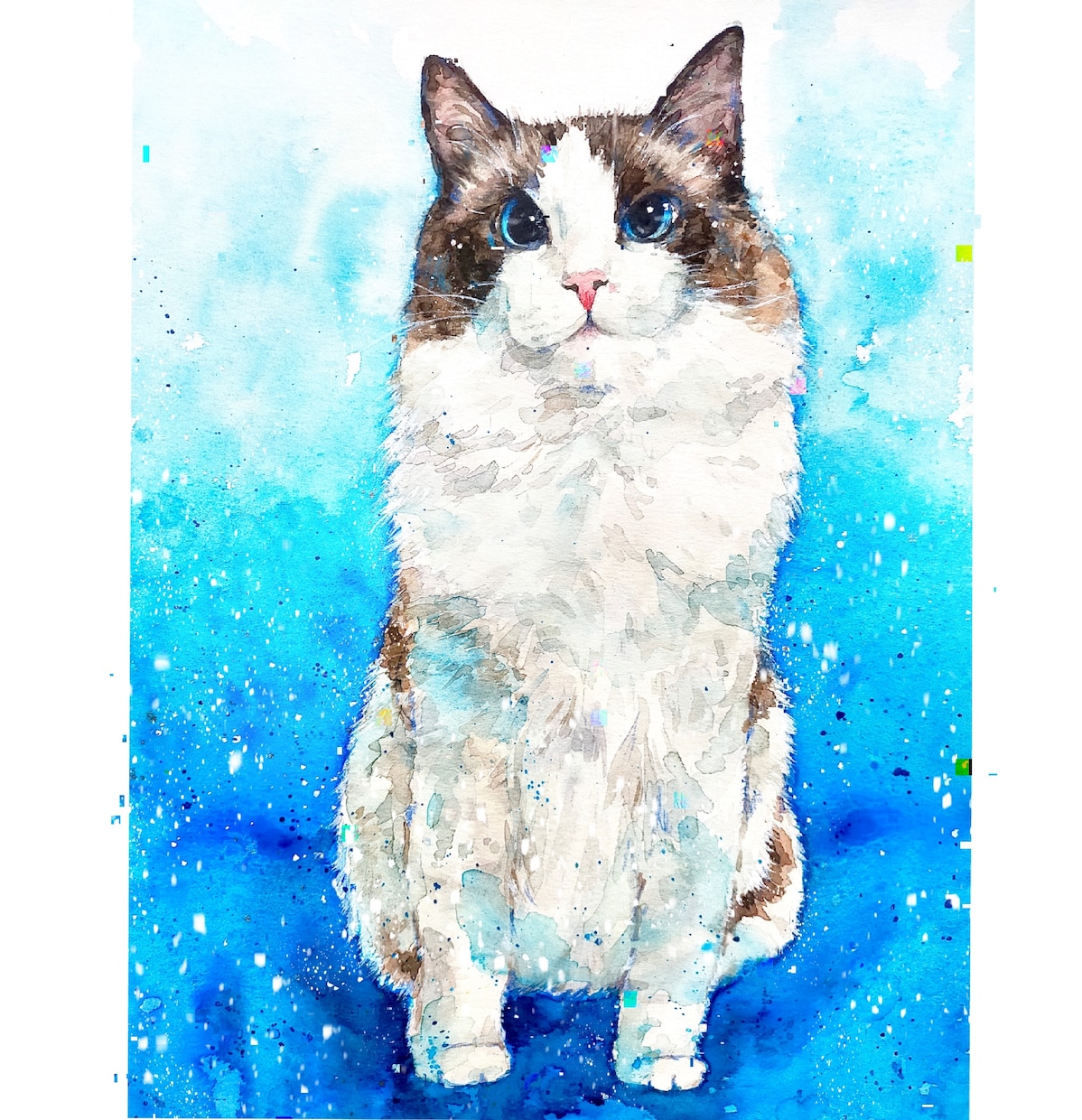 ペット、動物を絵本挿し絵のイラスト風に手描きします 手描きの水彩画、アクリル画のイラスト原画をお探しの方へ イメージ6