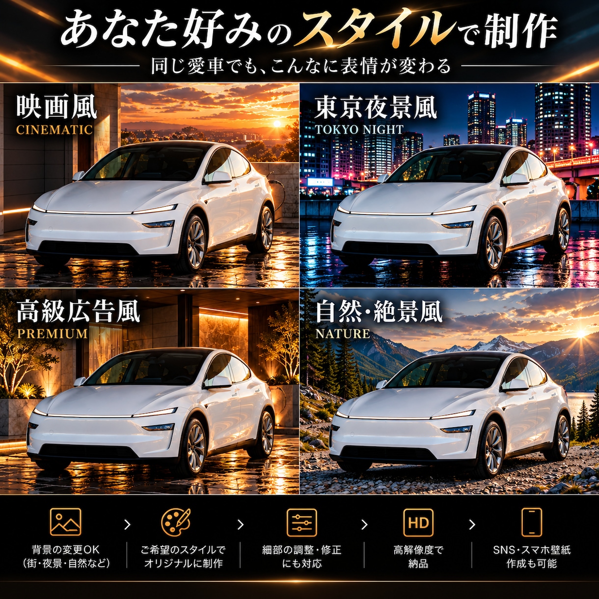 愛車の写真をAIで特別な一枚に仕上げます 愛車の特徴を大切に、あなただけの特別な一枚を制作します イメージ3