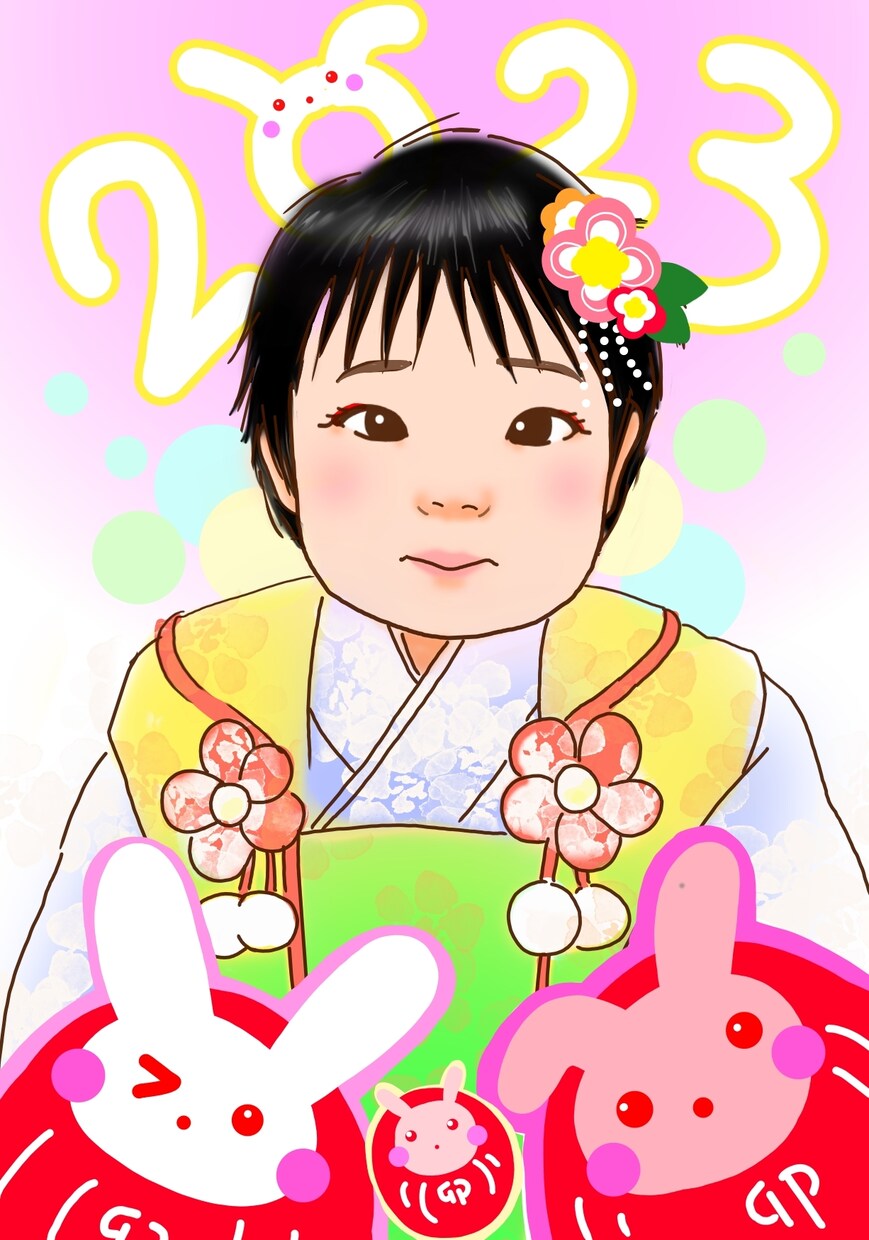 お子様の似顔絵描きます お正月、ハーフバースデーなど、可愛い似顔絵はいかがですか？ イメージ1
