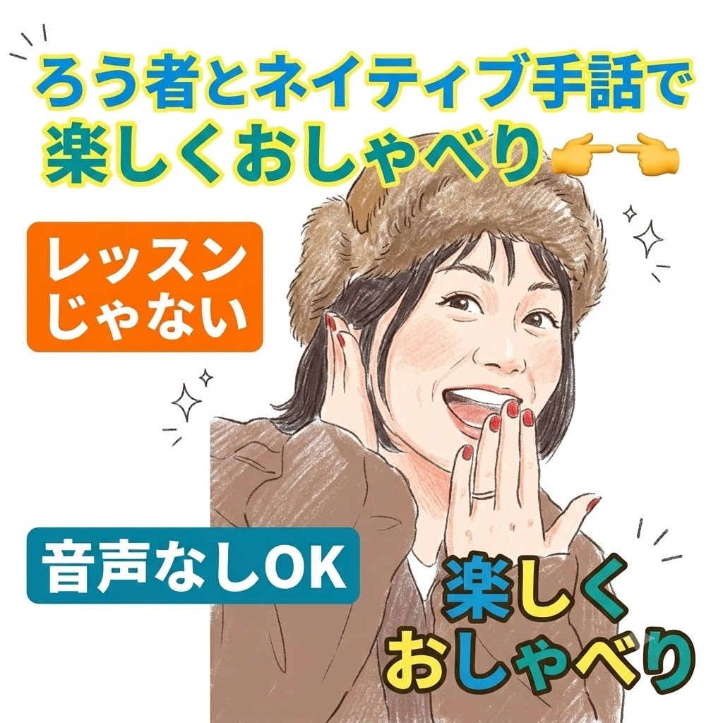 音声なし！ろう者のわたしと手話でおしゃべりできます 手話サークルが緊張する方へ！ネイティブ手話で楽しく練習♡ イメージ1