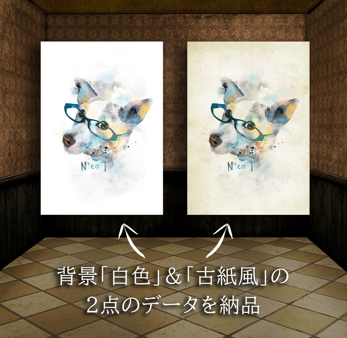 猫の似顔絵、オリジナルアートにデザインします ポスター・フレームパネル納品可。愛猫家さんのプレゼントに イメージ6
