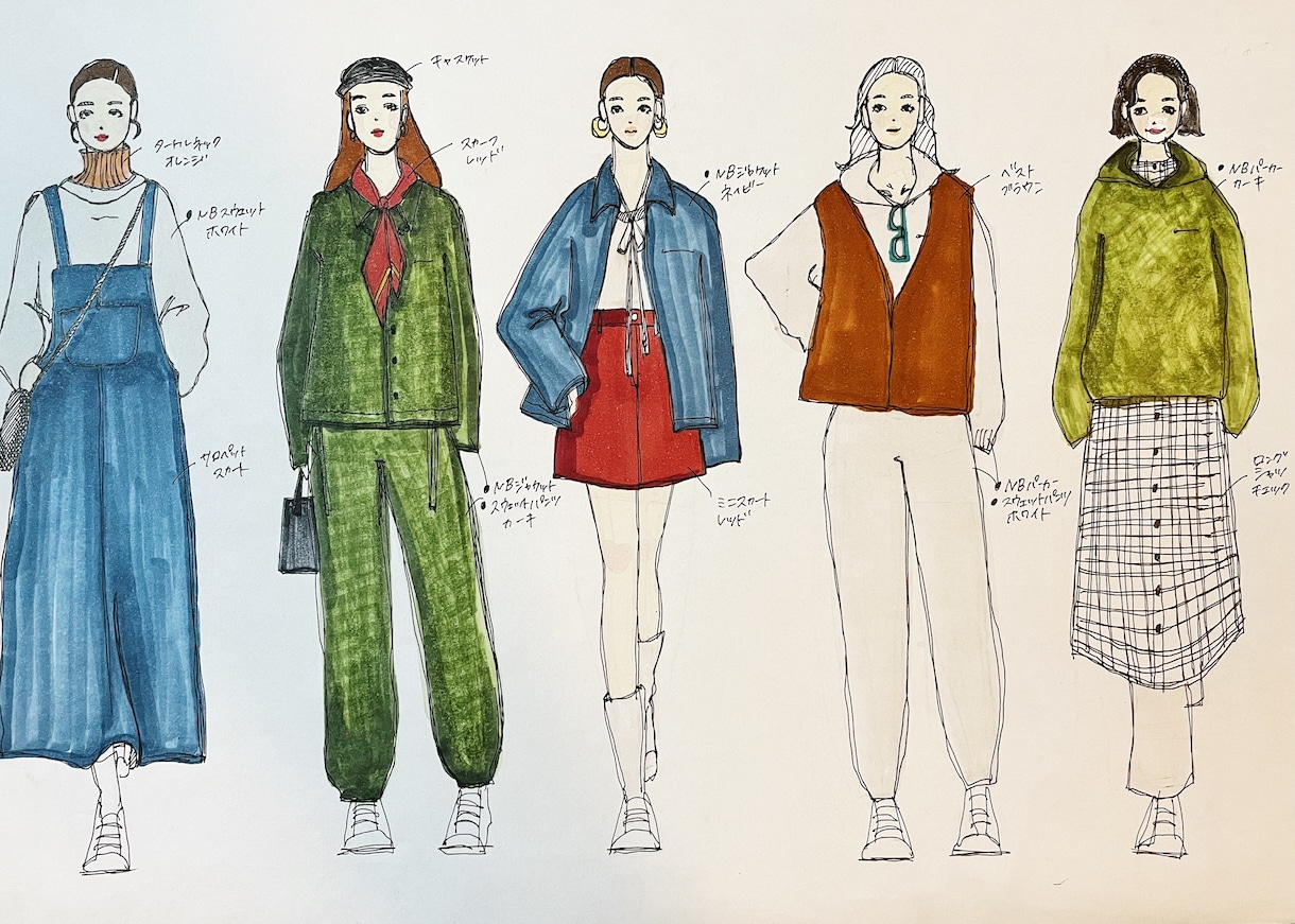 ファッションデザイン画の描き方教えます 学生さんや服作りをする方、デザイン画を描くコツが必要な方へ イメージ2