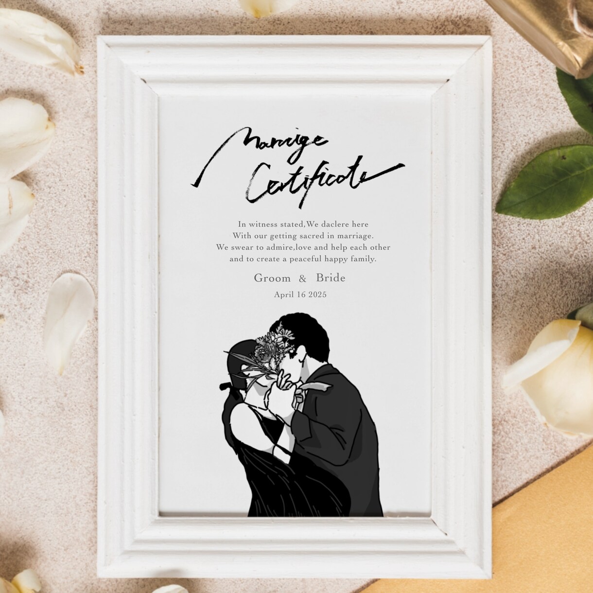 おしゃれモダンなイラスト入り結婚誓約書を作成します オーダーイラスト入り◎世界に一つだけの結婚誓約書！ イメージ3