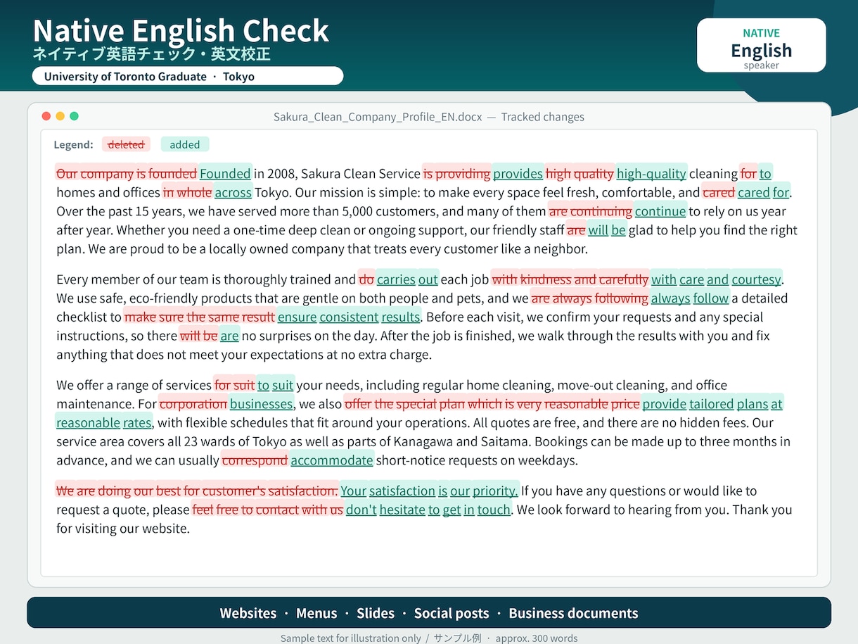 ネイティブが英文校正・英語チェックをします Native English Check / 英文校正 イメージ2