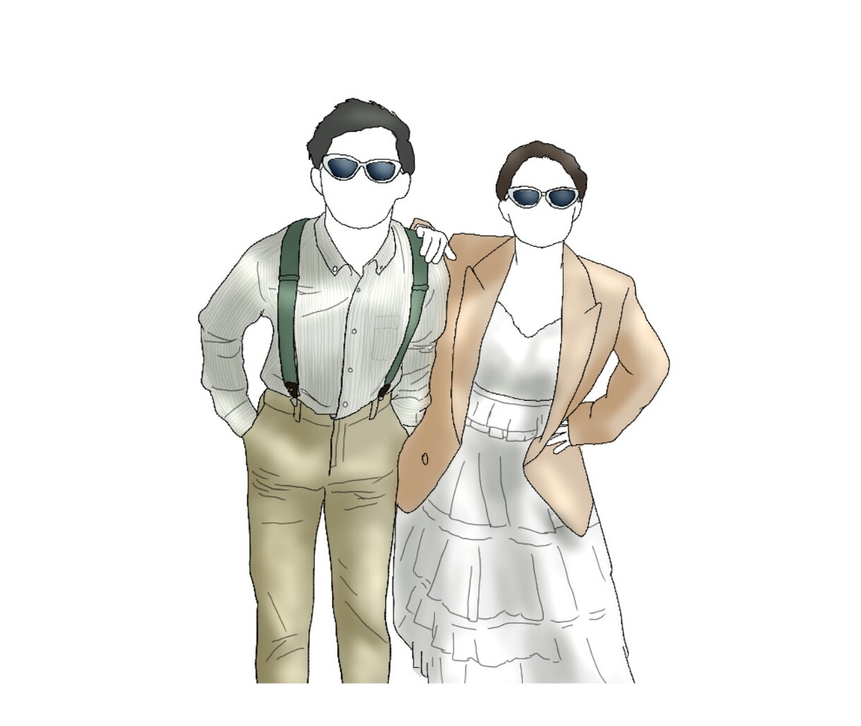 いただいた写真をもとに線画イラストを描きます 結婚式アイテムや、SNSアイコンなど様々な用途で使用できます イメージ3