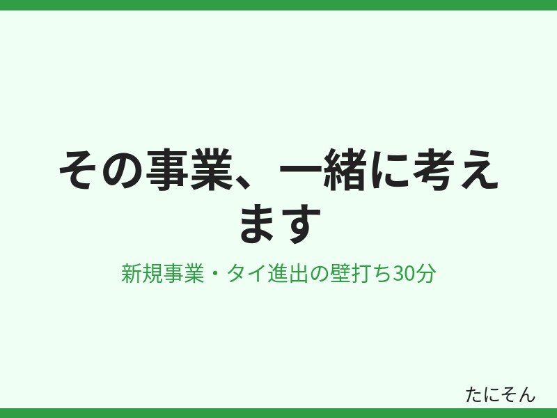 新規事業・タイ進出、アイデアを壁打ちします タイでの事業経験をもとに、アイデアを一緒に整理します イメージ2