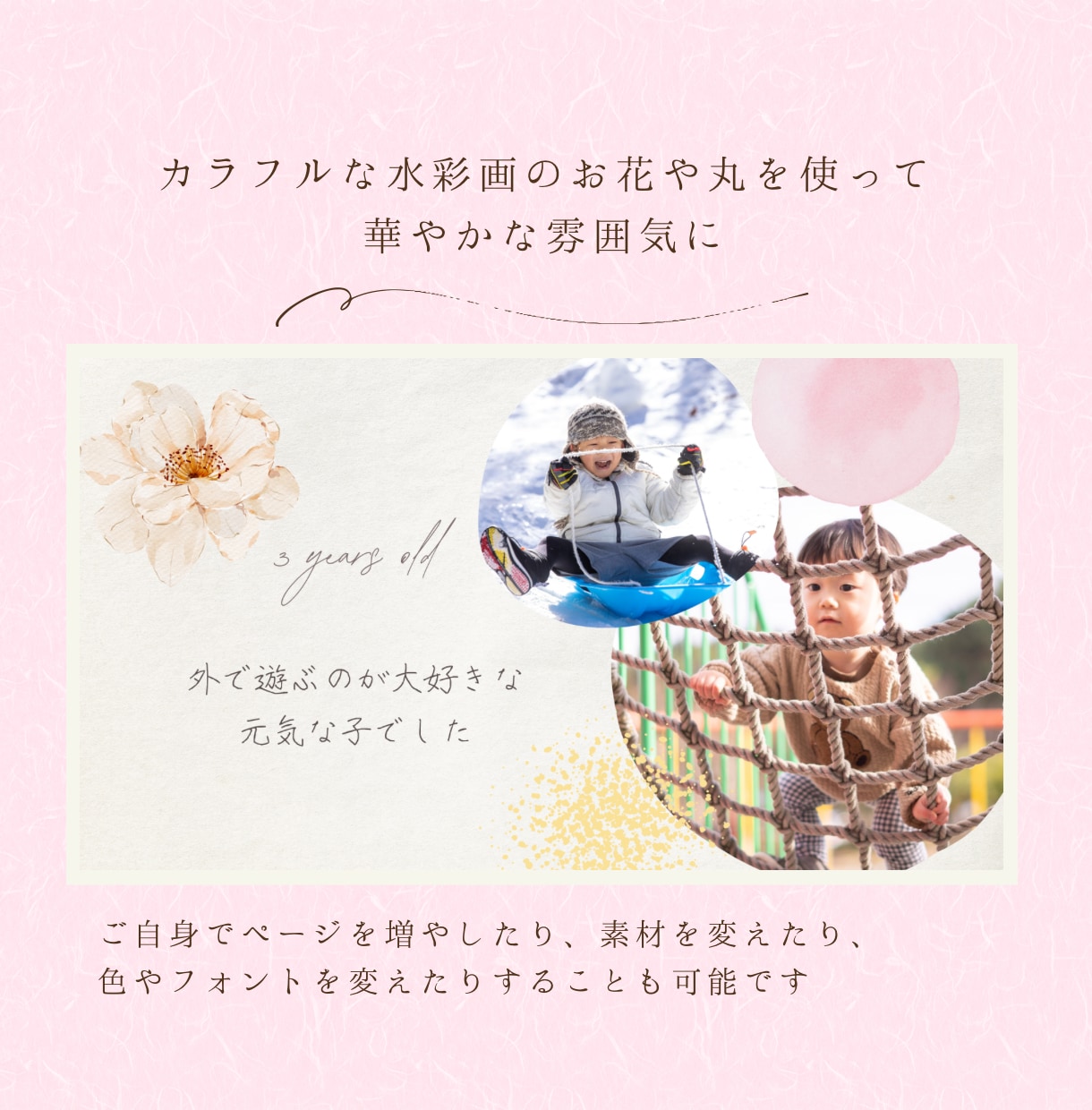 水彩画✳︎プロフィールムービーのテンプレ納品します Canvaで文字と写真を挿入！ふんわりおしゃれ◎スマホOK イメージ2