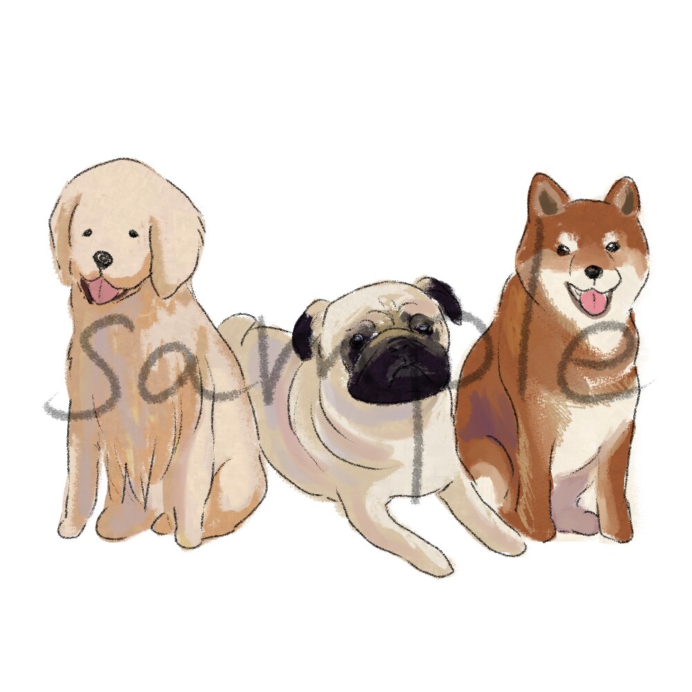 お花と愛犬の似顔絵・アイコン描きます やわらかいタッチのイラストですペット/犬/似顔絵/イラスト イメージ5