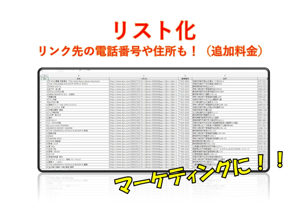 Webページの内容をExcelリスト化します 〜マーケティングや問い合わせフォームでのPRに利用〜 イメージ8