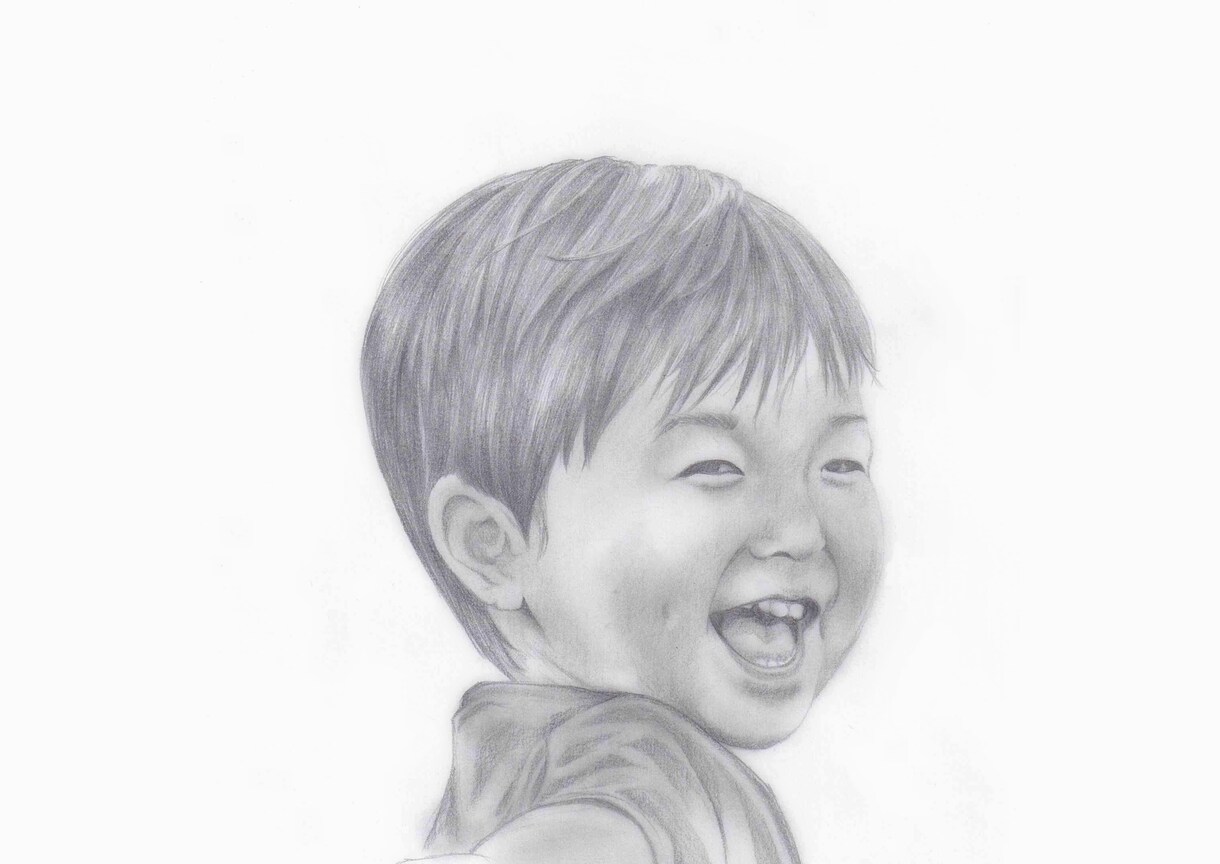 お写真をもとに鉛筆画をお描きします 大事なご家族や忘れられない一瞬の表情を柔らかな絵に イメージ3