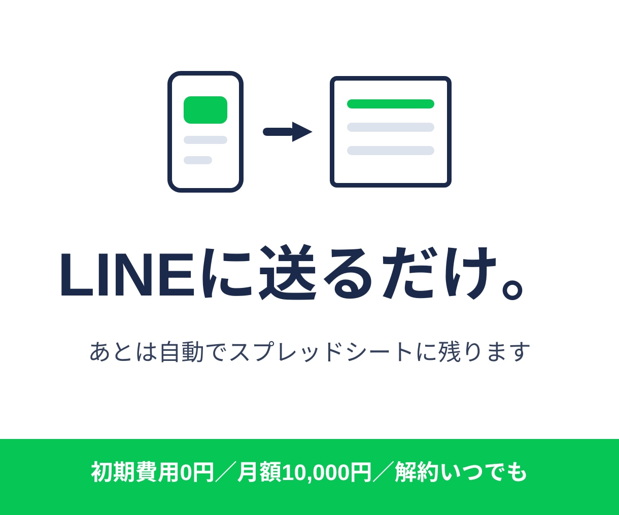 LINEに送るだけで記録が残る仕組み作ります Excelへの転記をなくします｜初期0円・月額10,000円 イメージ1