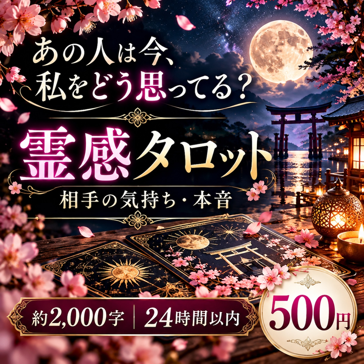 霊感タロットであの人の今の気持ち・本音を占います 約2000字｜24時間以内｜生年月日も合わせて鑑定 イメージ1