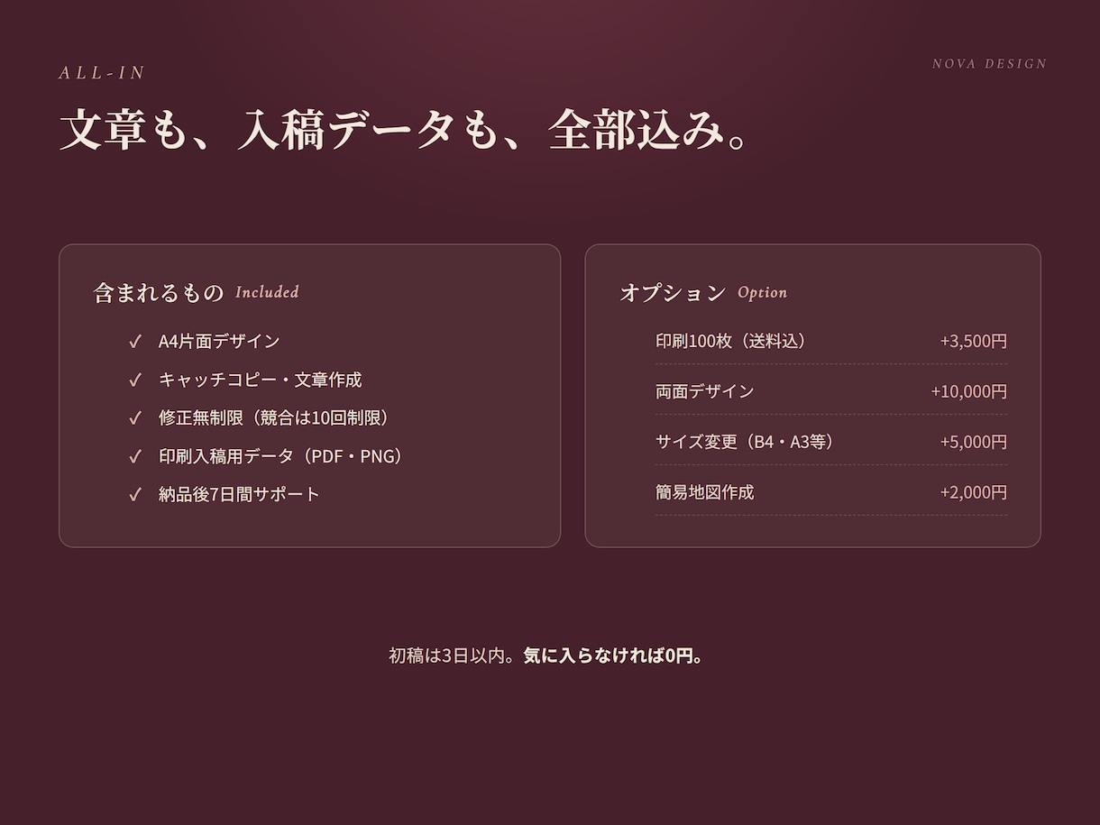 文章から丸ごとおまかせのチラシを制作します キャッチコピー込み・初稿3日・気に入らなければ全額返金 イメージ4