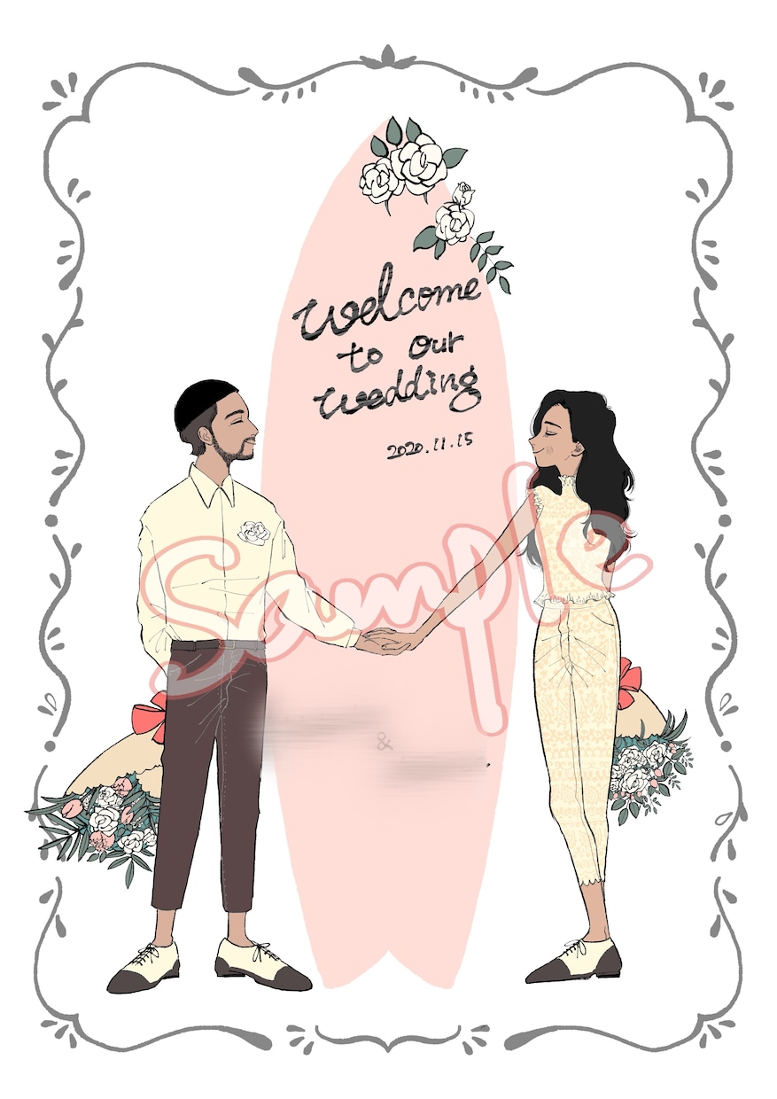 結婚式のウェルカムボードを作成いたします 品のあるおしゃれなイラストに仕上げます！ イメージ4