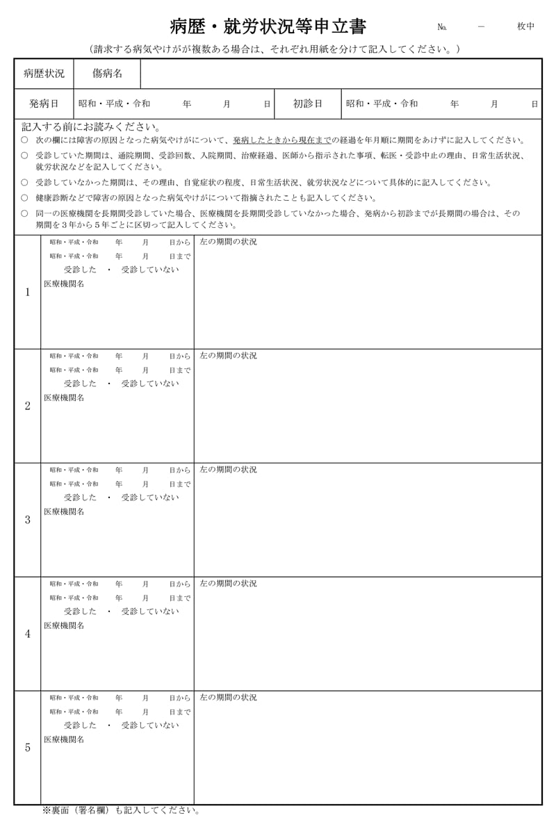 病歴就労申立書の作成についてのご相談に応じます 障害基礎年金(主に精神)を申請したい方の相談対応、助言、添削 イメージ2