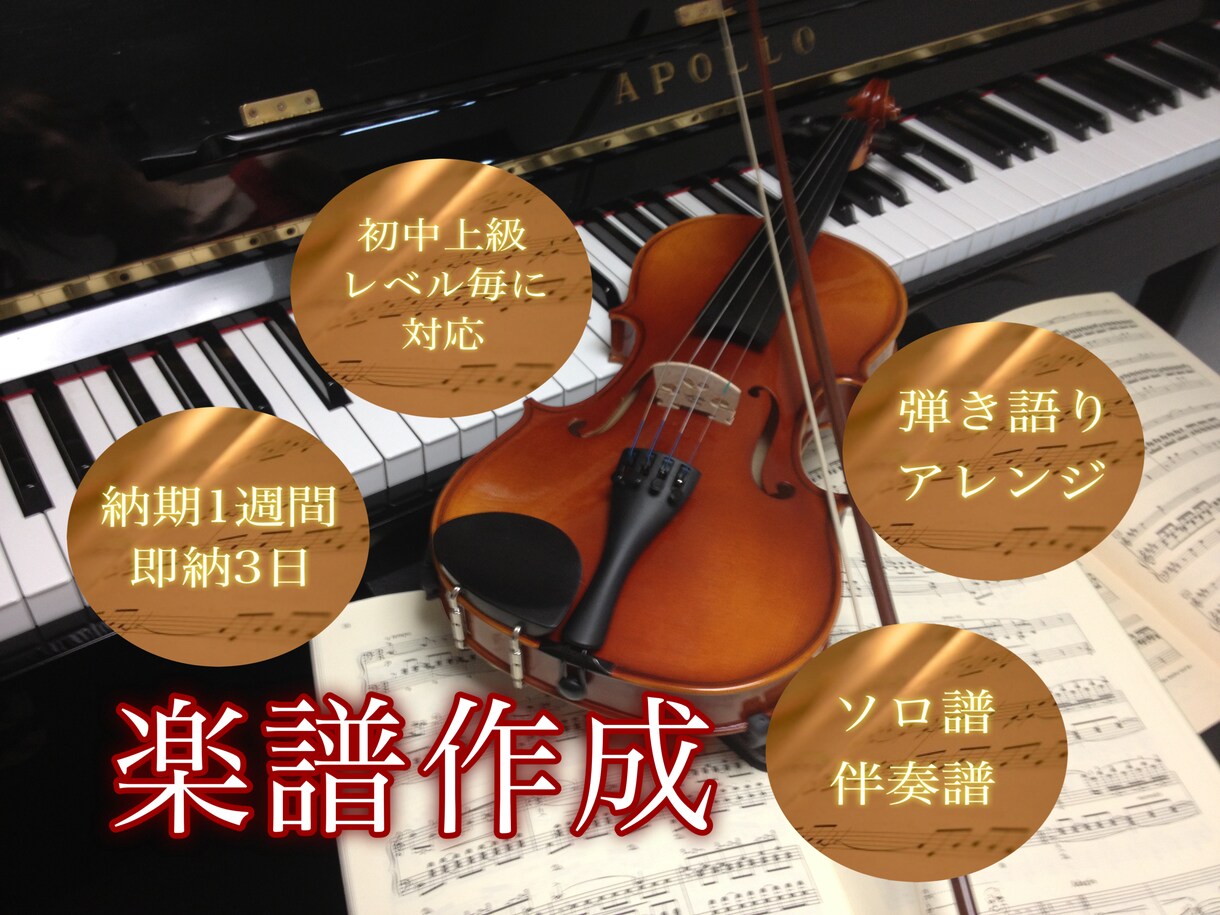 音源よりプロ作成の高精度な【楽譜】作成します 1秒15円〜お見積り♪ピアノ･ギター･民族楽器まで多数対応♪ イメージ2