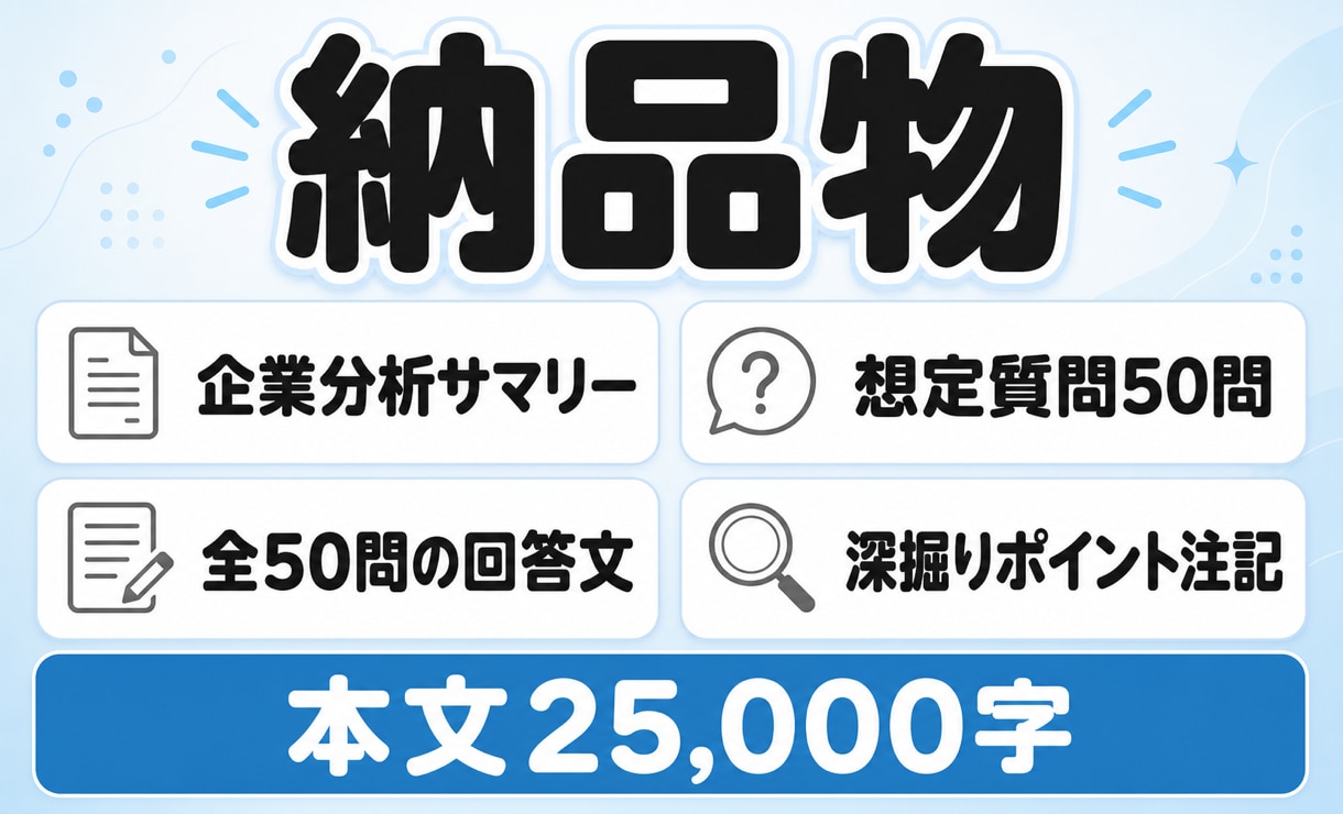 面接想定50問と全問の回答文を作成します 企業分析とご経歴から、声に出して練習できる回答文へ イメージ6